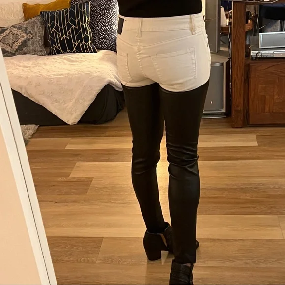 R13 Ultra Rare Chaps sz 26 WHITE denim and LAMBSKIN jeans - Picture 3 of 7